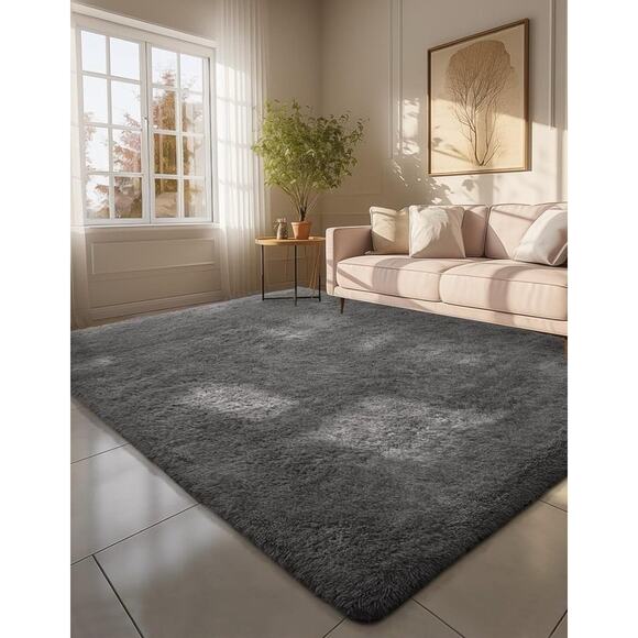 6x9 Area Rugs for Living Room, Large Big Grey Fluffy Shag Fuzzy Plush Soft Ca... - Picture 1 of 8